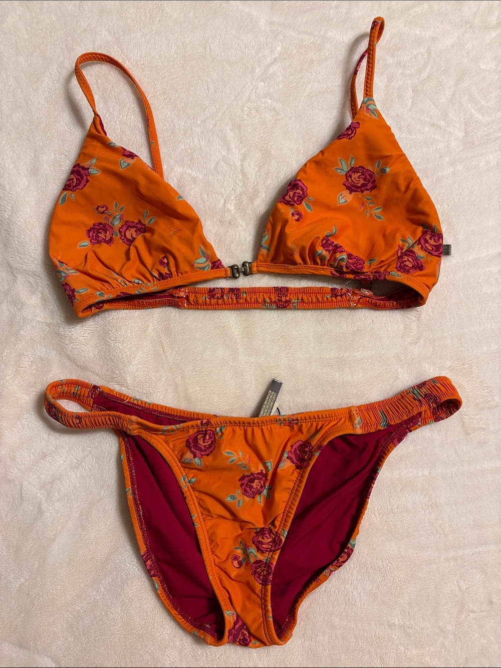SOFIA by ViX Orange Floral Triangle Bikini